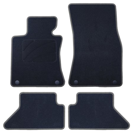 ALFOMBRA A MEDIDA BMW E63 SERIE 6 COUPE (2003-2011) 5PZ RIBETE GRIS OSCURO