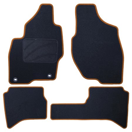 ALFOMBRA A MEDIDA MITSUBISHI MONTERO-PAJERO IO LARGO (1998-2006) 5PZ Y C/P RIBETE AMARILLO