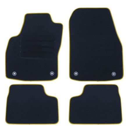 ALFOMBRA A MEDIDA OPEL ASTRA J FAMILIAR, 3 Y 5 PUERTAS (2009-2015) 5PZ RIBETE AMARILLO