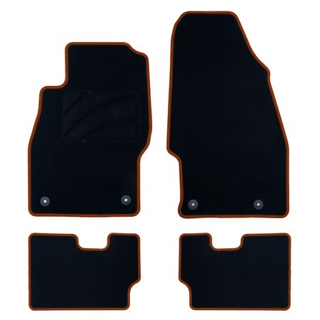 ALFOMBRA A MEDIDA OPEL CORSA D (2006-2014) 5PZ RIBETE NARANJA