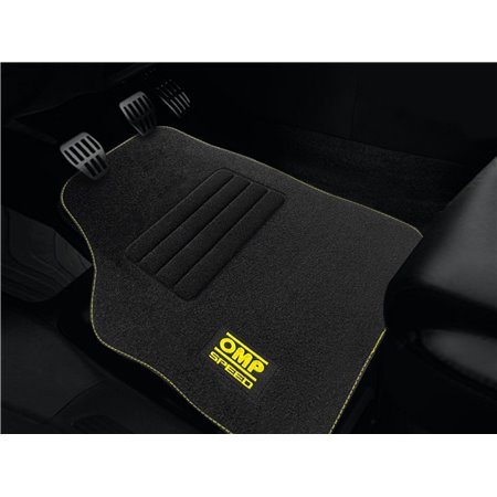 OMP SPEED JUEGO DE ALFOMBRILLAS PARA COCHE COLOR NEGRO 4 PIEZAS - ALFOMBRILLAS UNIVERSALES