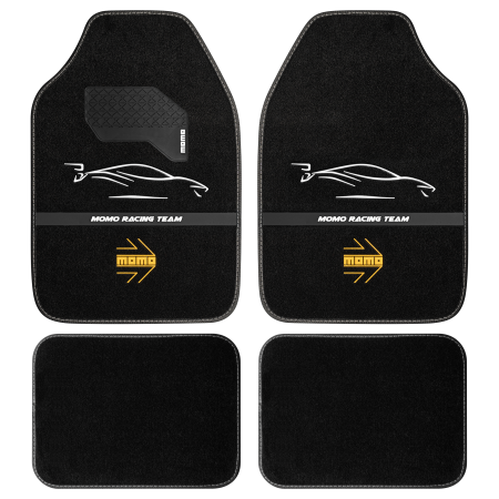 ALFOMBRILLAS DE COCHE RACING NEGRO-BLANCO RHD - JUEGO DE 4