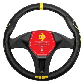 FUNDA VOLANTE MOMO SUPERGRIP UNIVERSAL NEGRO Y AMARILLO 38-39CM