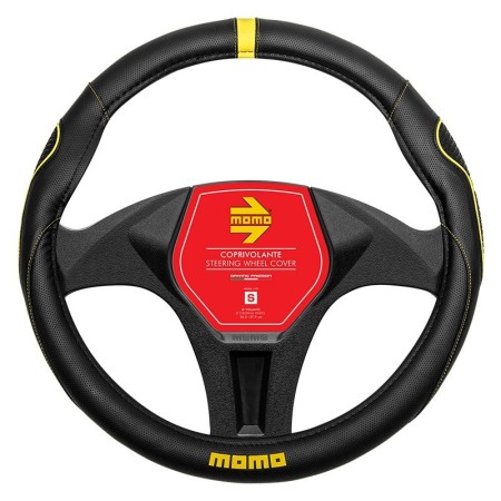 FUNDA VOLANTE MOMO 014 SUPERGRIP BLACK-YELLOW PU S 36,5CM-37,9CM