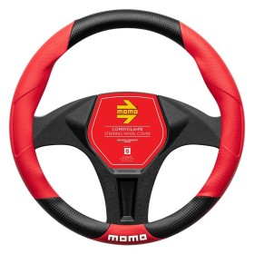 FUNDA VOLANTE MOMO 016 TUNING BLACK-RED PU S 36,5CM-37,9CM