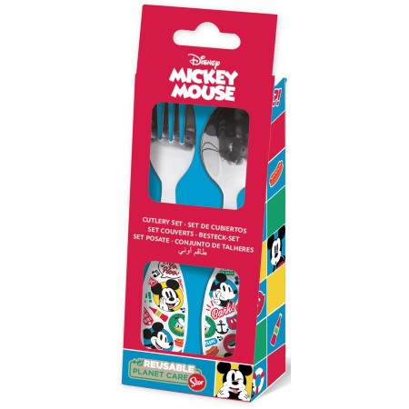 JUEGO DE CUBIERTOS EL�PTICOS MET�LICOS 2 PCS MICKEY