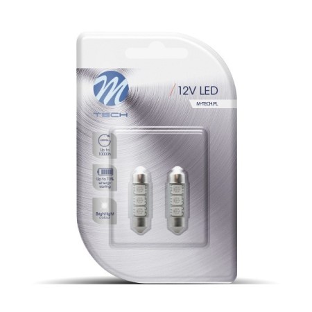 BLISTER 2X M-TECH ECONO LB310W - C5W 36MM, 3XSMD5050 LED, CANBUS, BLANCO