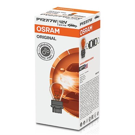 OSRAM ORGINAL 3757AK PY27/7W 12V 27/7W S8 WEDGE AMBER | 10 UDS