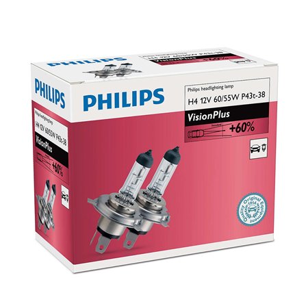 PHILIPS H4 VISIONPLUS 12V60/55W P43T-38 C2