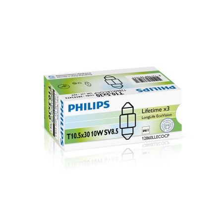 PHILIPS FESTOON T10,5X30 LONGLIFE ECOVISION 12V10W SV8,5 CP | 10 UDS