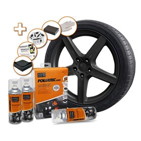 KIT DE PINTURA EN SPRAY PARA LLANTAS 2C NEGRO BRILLANTE