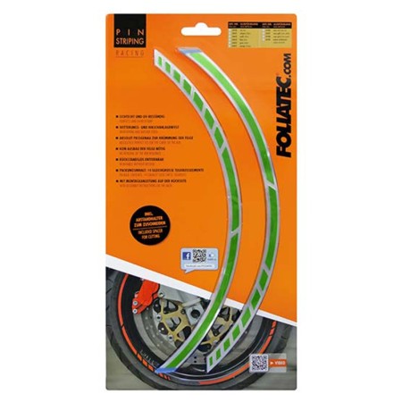 PIN STRIPING RACING VERDE 14 BANDAS DE 7 MM X 41 CM  INCLUIDO ESPACIADOR