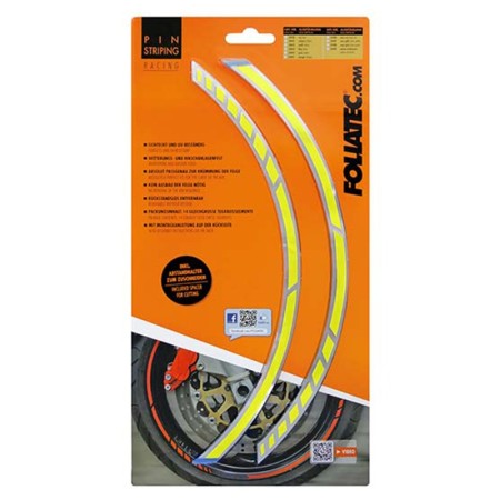 PIN STRIPING RACING NEON AMARILLO 14 BANDAS DE  7 MM X 41 CM  INCLUIDO ESPACIADOR