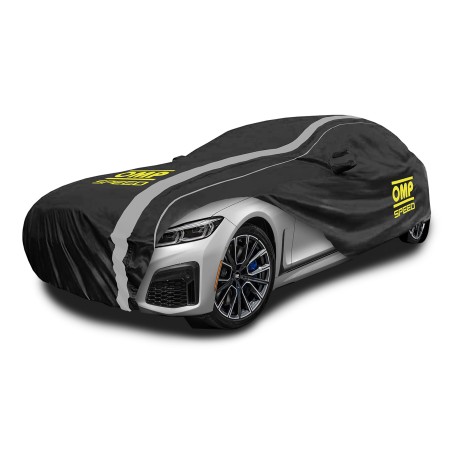 OMP SPEED FUNDA CUBRE COCHE EXTERIOR/INTERIOR, IMPERMEABLE, 3 CAPAS, TALLA S, 406 X 165 X 120 CM
